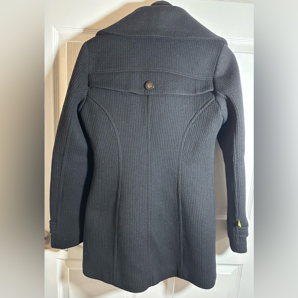 Soia & Kyo Wool Coat Black Textured Oversized Collar Size Small Made in Canada - Picture 3 of 13